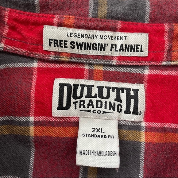Duluth Trading Company Men's Red Free Swingin' Flannel Standard Fit Shirt Sz 2XL - Picture 4 of 7